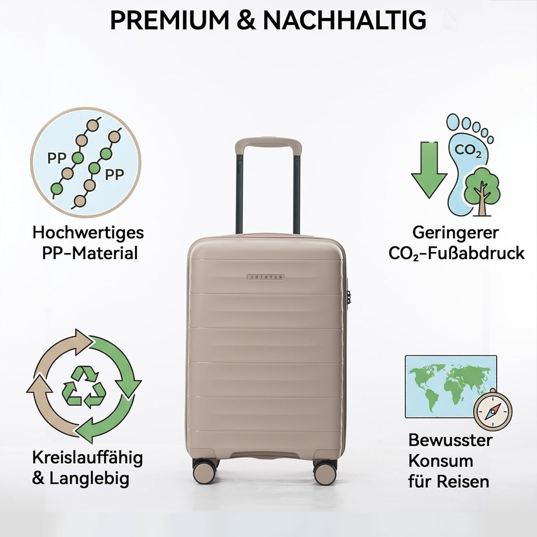 Mariner Handgepäck Koffer aus 100% Eco-PP Hartschale, 55x36x21 cm, 34L, Dune Grey Dune Grey S, Dune