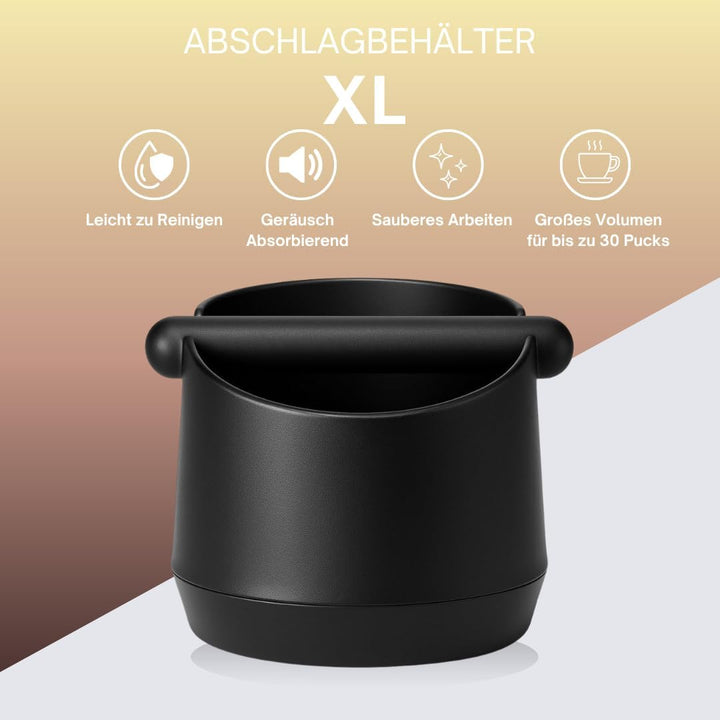 Barista Legends® Abklopfbehälter für Siebträger mattschwarz - Knock Box für Kaffeesatz mit spezielle