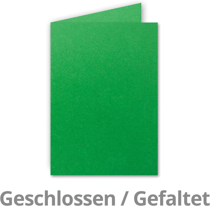 300x Faltkarten SET DIN A6/C6 mit Brief-Umschlägen in Tannengrün - inklusive Einleger - 14,8 x 10,5
