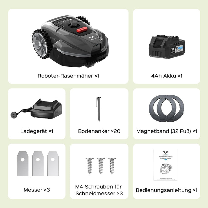 V3 Mähroboter ohne Begrenzungskabel, KI-Visionsnavigation, 150+ Hinderniserkennung, App-Steuerung, b
