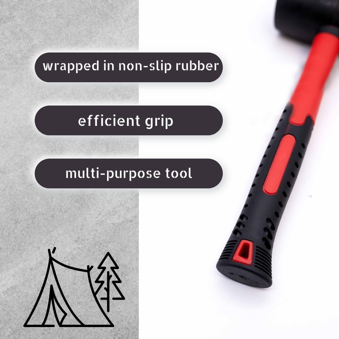 Toolzone Gummihammer, 907 g, Rot und Schwarz, Fiberglasgriff