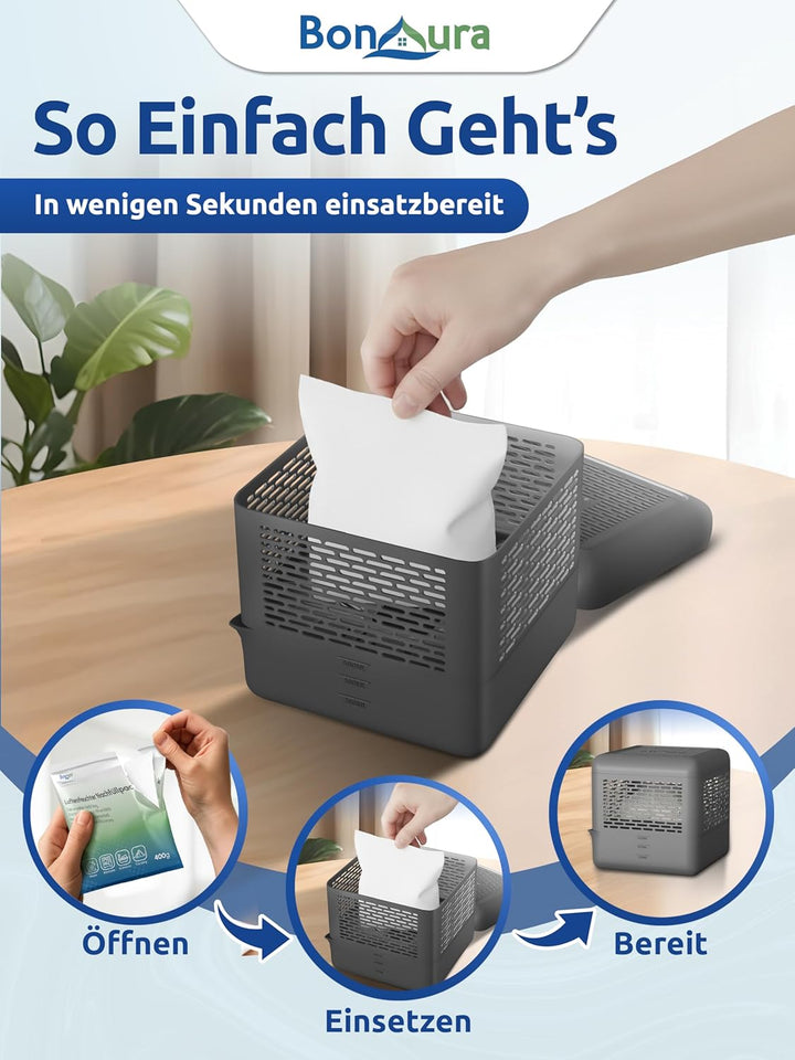 BonAura® Luftentfeuchter Nachfüllpack 12 x 400g - Mittleres Sparset Luftentfeuchter Granulat - 12er