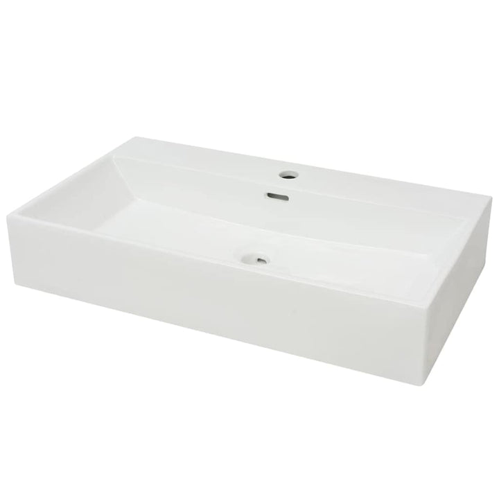 vidaXL Waschbecken mit Hahnloch Keramik Weiss Aufsatzwaschbecken Waschplatz 76 x 42.5 x 14.5 cm Weis