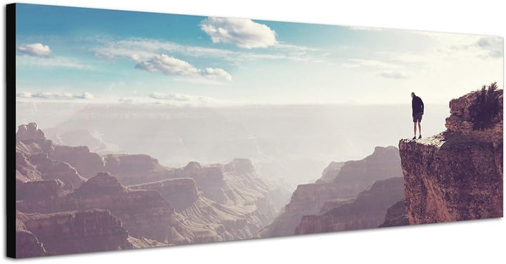 Paul Sinus Art Panoramabild auf Leinwand und Keilrahmen 150x50cm Grand Canyon Felsen Schlucht Mensch