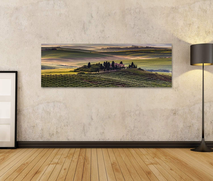islandburner Bild auf Leinwand Toskana Landschaft Traditioneller Bauernhof Hügel Wiese Ruhe Stille V
