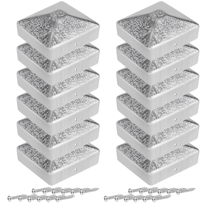 10x10cm Pfostenkappen 12Stück – Glanzverzinkte Stahl-Pfostenkappe mit Zinkblume, Pyramidenform abgef