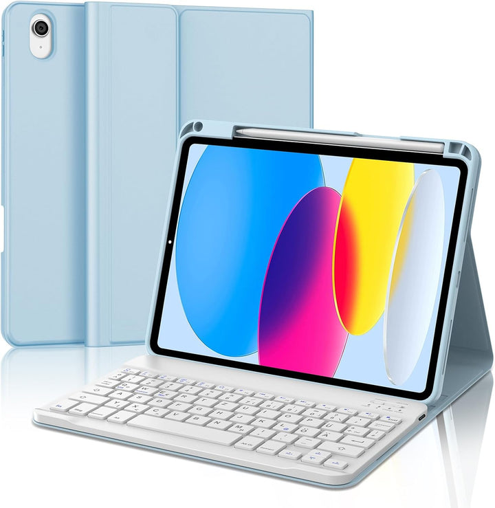 IVEOPPE Hülle mit Tastatur für iPad A16 11 Generation 2025/10 Generation 2022, Bluetooth Magnetische