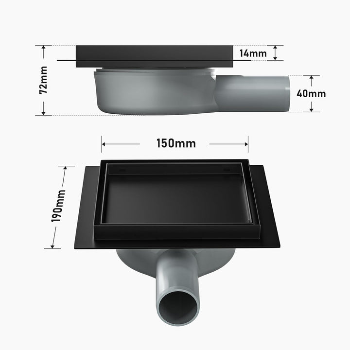 Bodenablauf Dusche Edelstahl,15cm 2in1 Befliesbar Duschrinne Duadratisch mit 360°Siphon,Aufgerüstete