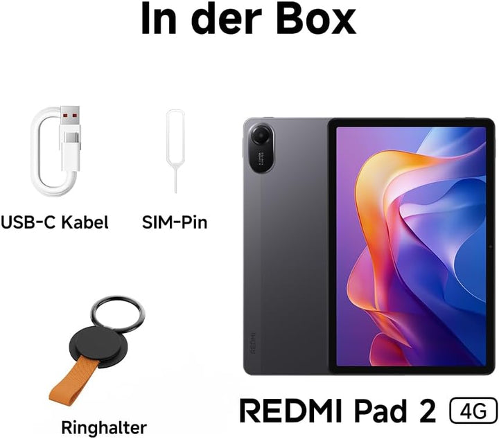 XIAOMI Redmi Pad 2 4G, 4+128GB, Graphite Gray, 11" 2,5K kristallklares Display, Grosser 9000mAh Akku