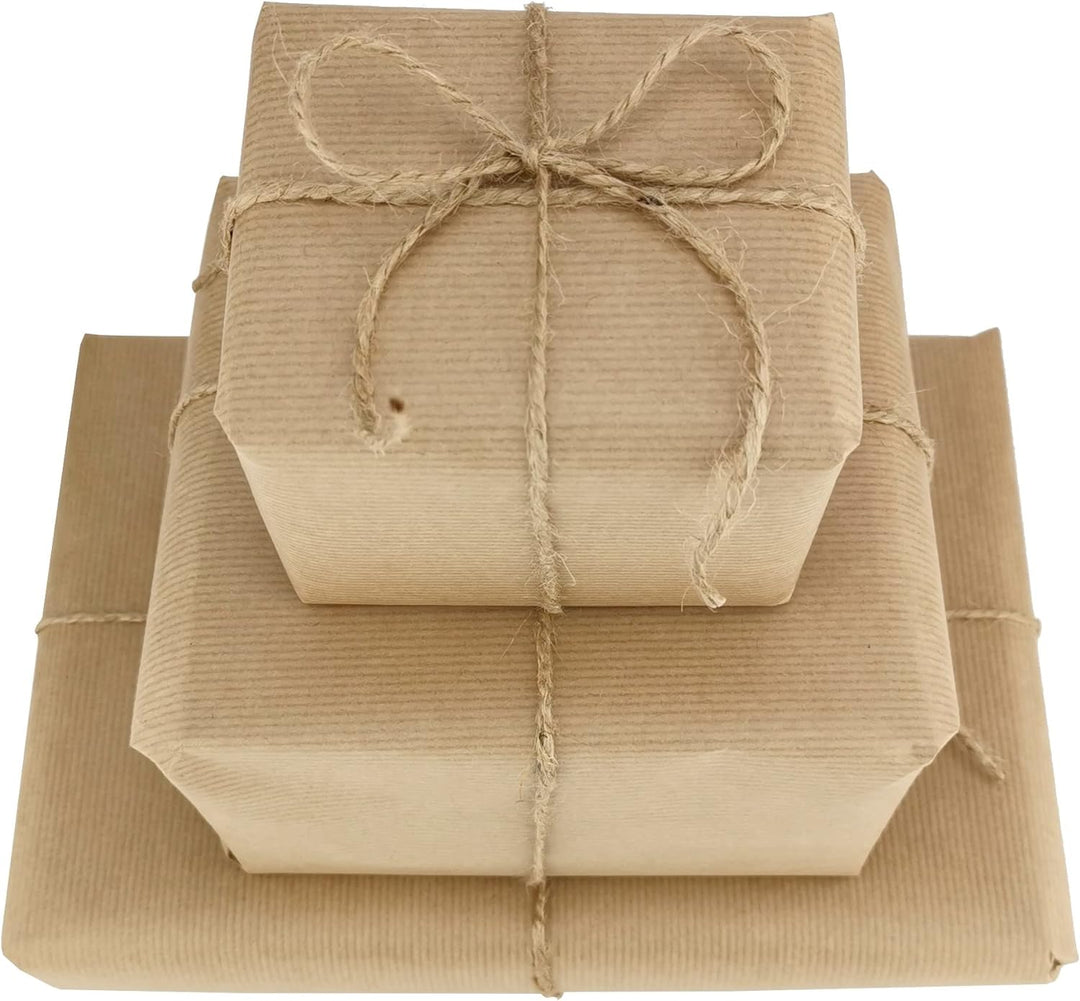 D.RECT 100m Jute-Schnur - 12 Stück | Natur Braun Jute-Kordel | Packschnur Geschenk-Band Bastelschnur