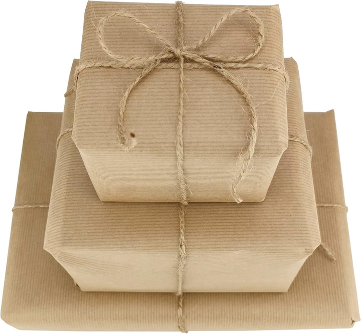 D.RECT 100m Jute-Schnur - 12 Stück | Natur Braun Jute-Kordel | Packschnur Geschenk-Band Bastelschnur