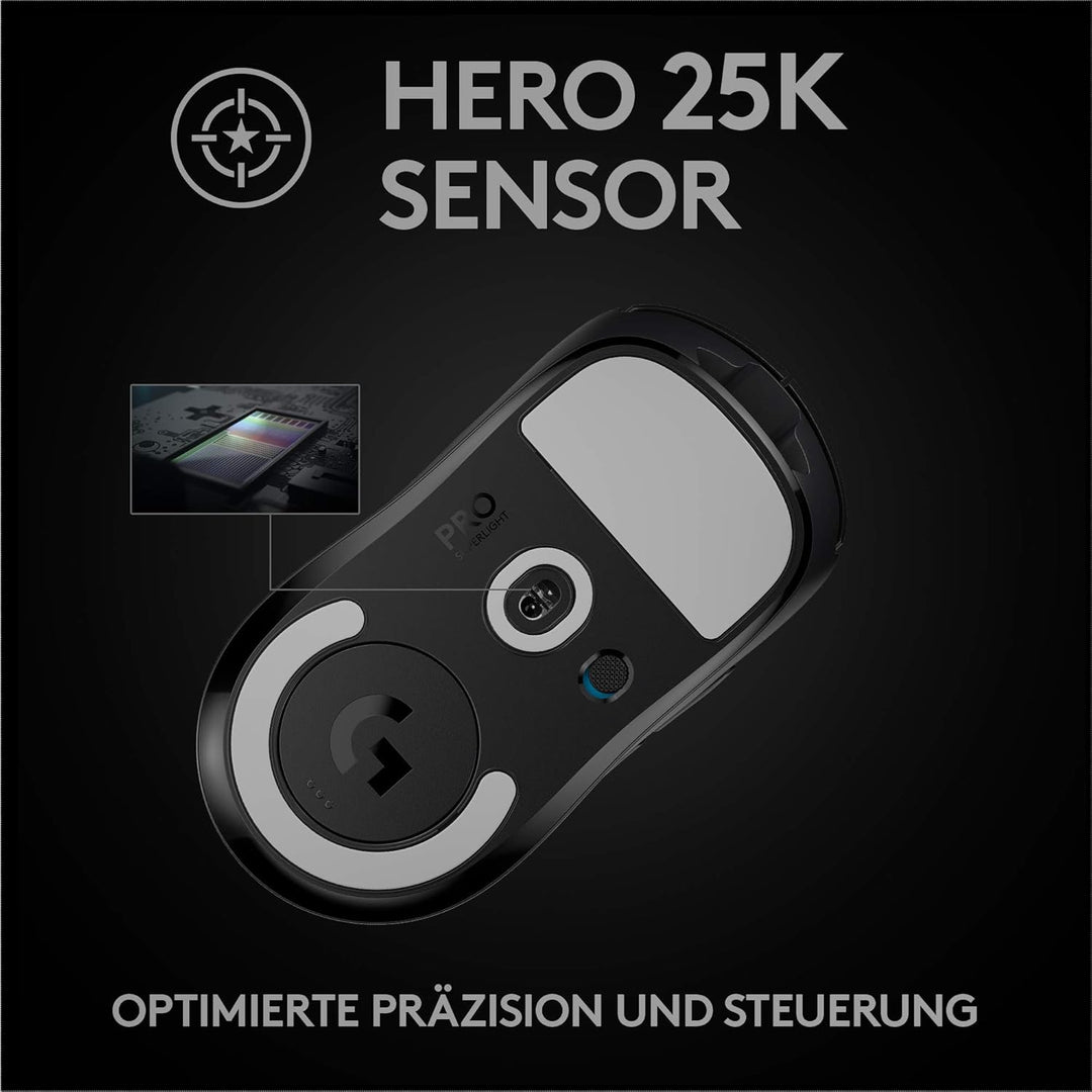 Logitech G PRO X SUPERLIGHT kabellose Gaming-Maus mit HERO 25K Sensor, Ultra-leicht mit 63g, 5 progr
