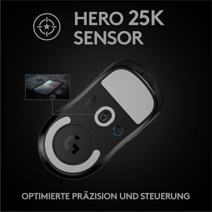 Logitech G PRO X SUPERLIGHT kabellose Gaming-Maus mit HERO 25K Sensor, Ultra-leicht mit 63g, 5 progr