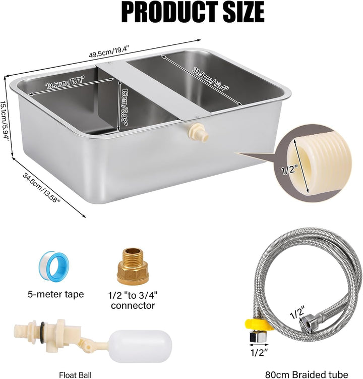 Hundebecken Automatischer Hundewasserspender,25 Liter Hundewasser im Freien Edelstahl-Wassernapf für