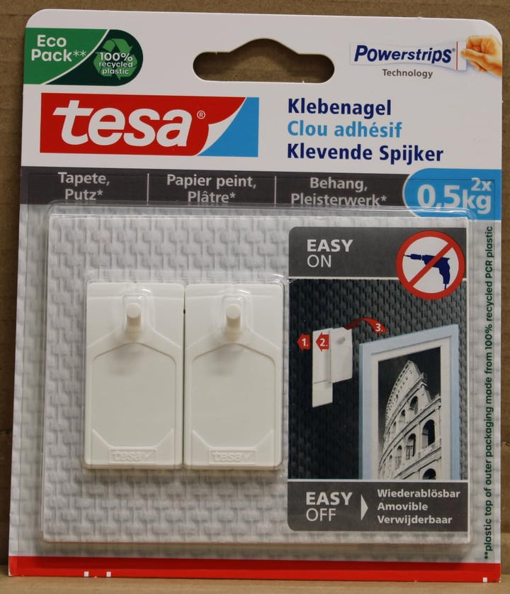tesa 77772-00000 Klebenagel für Tapeten und Putz, 5er Pack 0,5 Kg, Weiss, 5er Pack 0,5 Kg