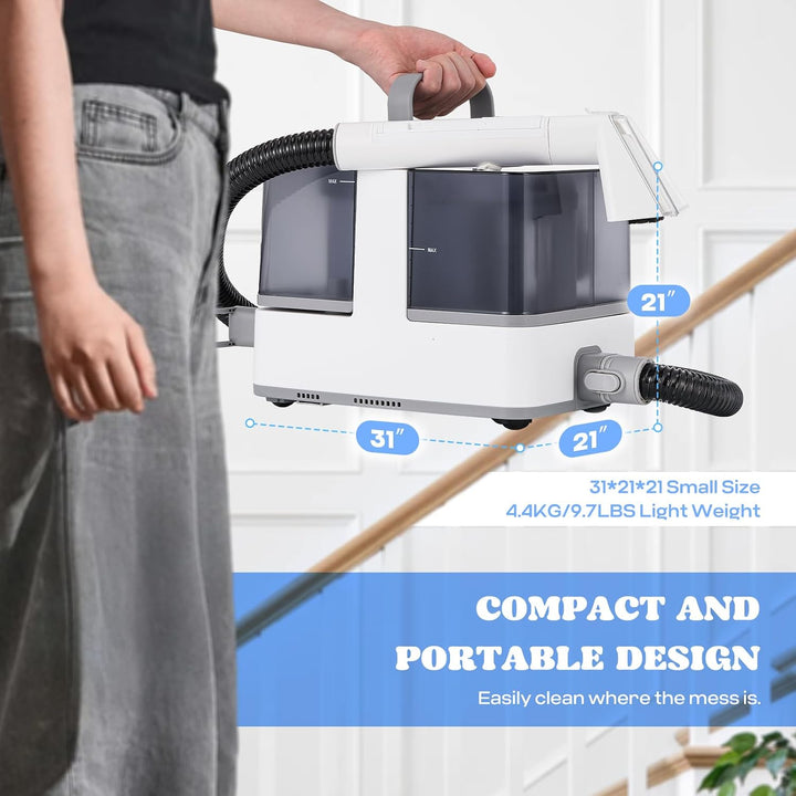 Moongiantgo Waschsauger Teppichreiniger mit Dampf/Warm/Kaltemwasser 1300W Fleckenreiniger mit 13kPa