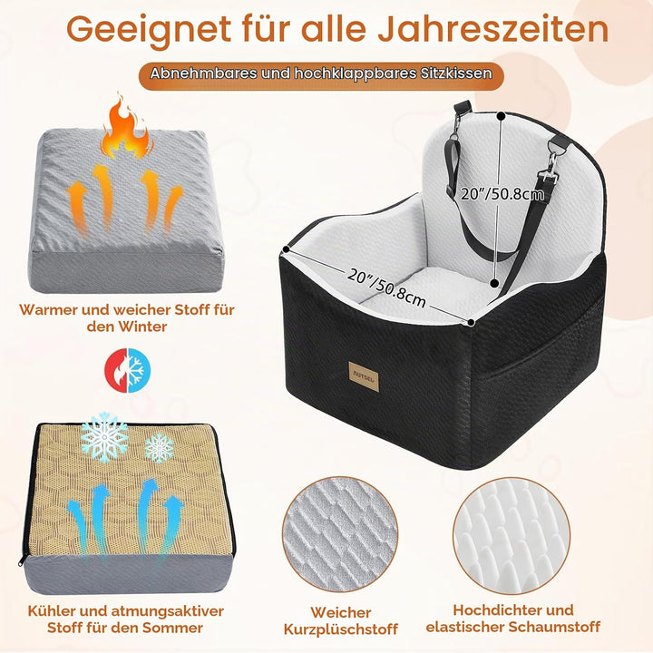 Hunde Autositz für kleine &amp; mittlere Hunde – Wasserfest &amp; waschbarer Hundesitz Auto mit Sicherheitsg