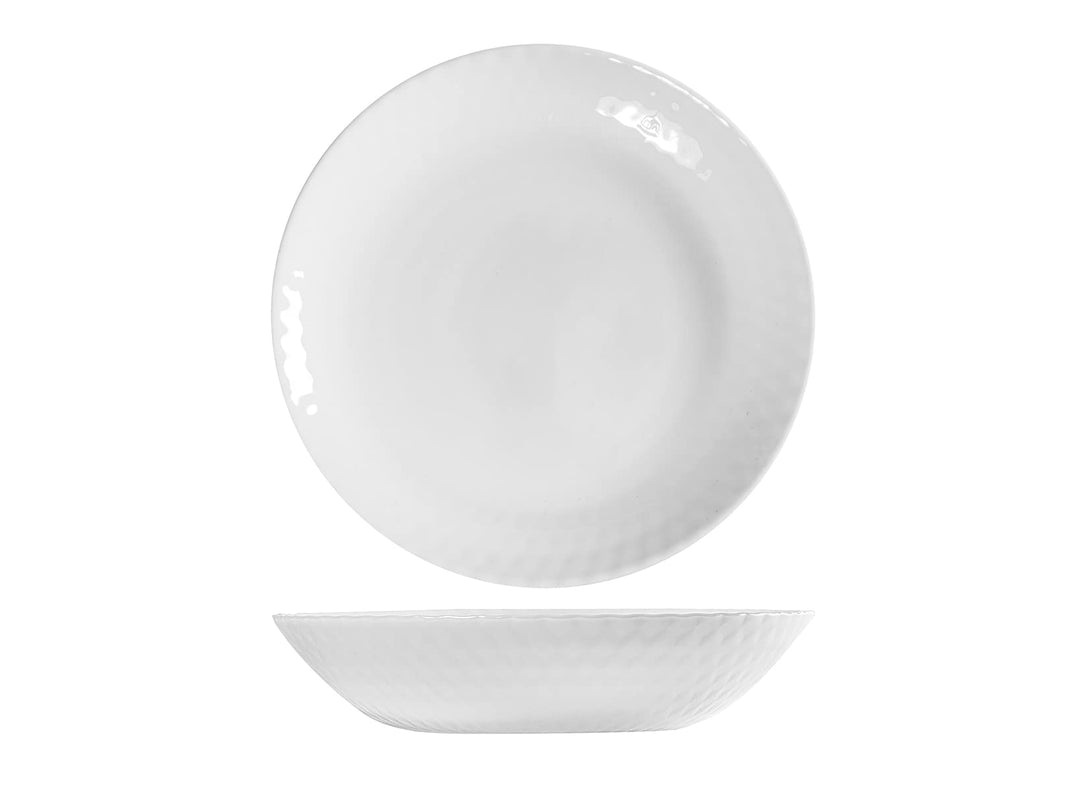 Arc Pampille Set 6 Piatti Fondi in Opale Bianco, 20cm, Effetto Diamantato
