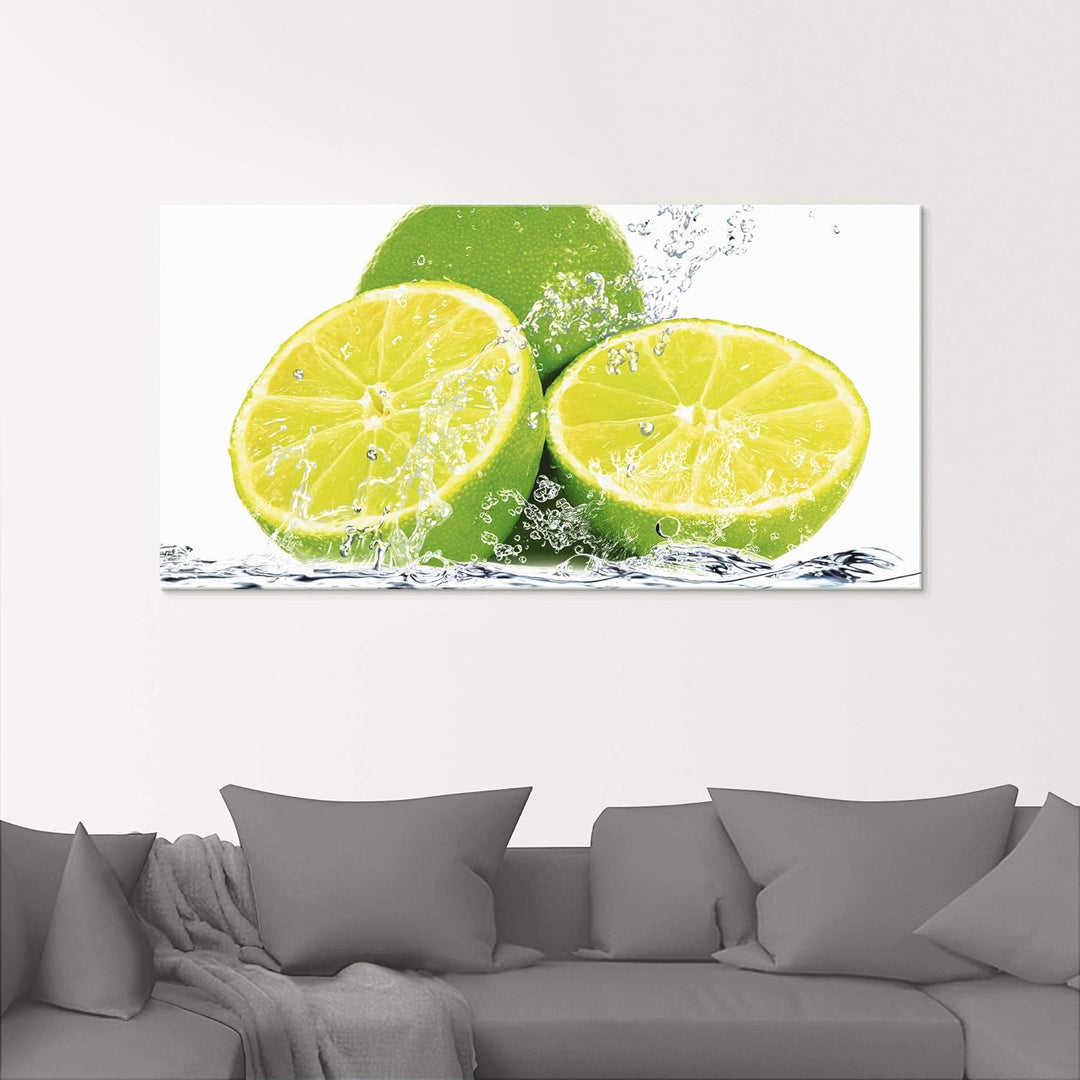 ARTland Glasbilder Wandbild Glas Bild einteilig 60x30 cm Querformat Früchte im Wasser Obst Cocktails