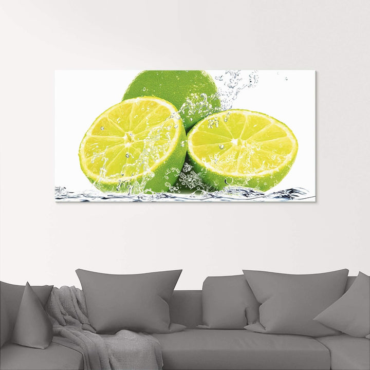 ARTland Glasbilder Wandbild Glas Bild einteilig 60x30 cm Querformat Früchte im Wasser Obst Cocktails