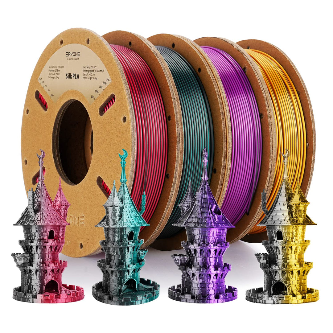 ERYONE Dual Zweifarbig Silk PLA Filament 1.75mm, 3D Printer Filament PLA +/-0.03mm, 4x250g /Pack, Bl