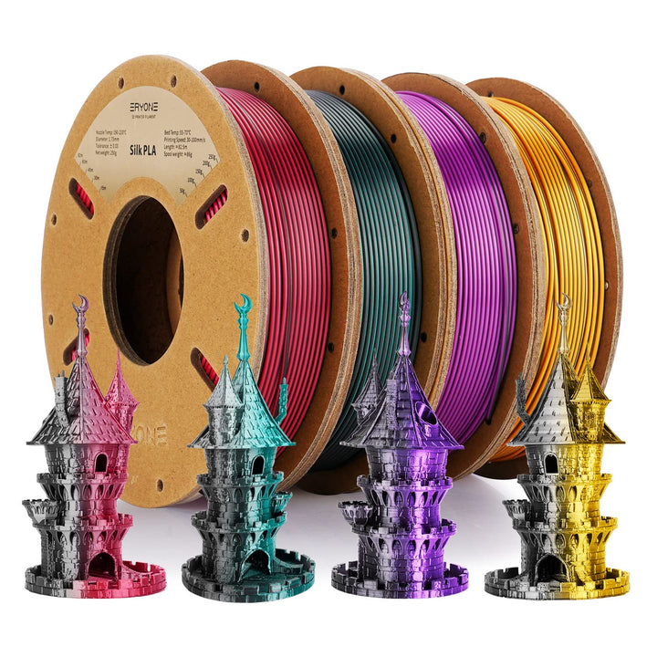 ERYONE Dual Zweifarbig Silk PLA Filament 1.75mm, 3D Printer Filament PLA +/-0.03mm, 4x250g /Pack, Bl