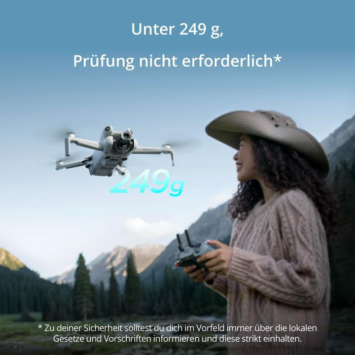 DJI Mini 4 Pro, faltbare mini-Drohne mit 4K HDR-Videokamera, unter 249 g, 34 Minuten Flugzeit, 20 km