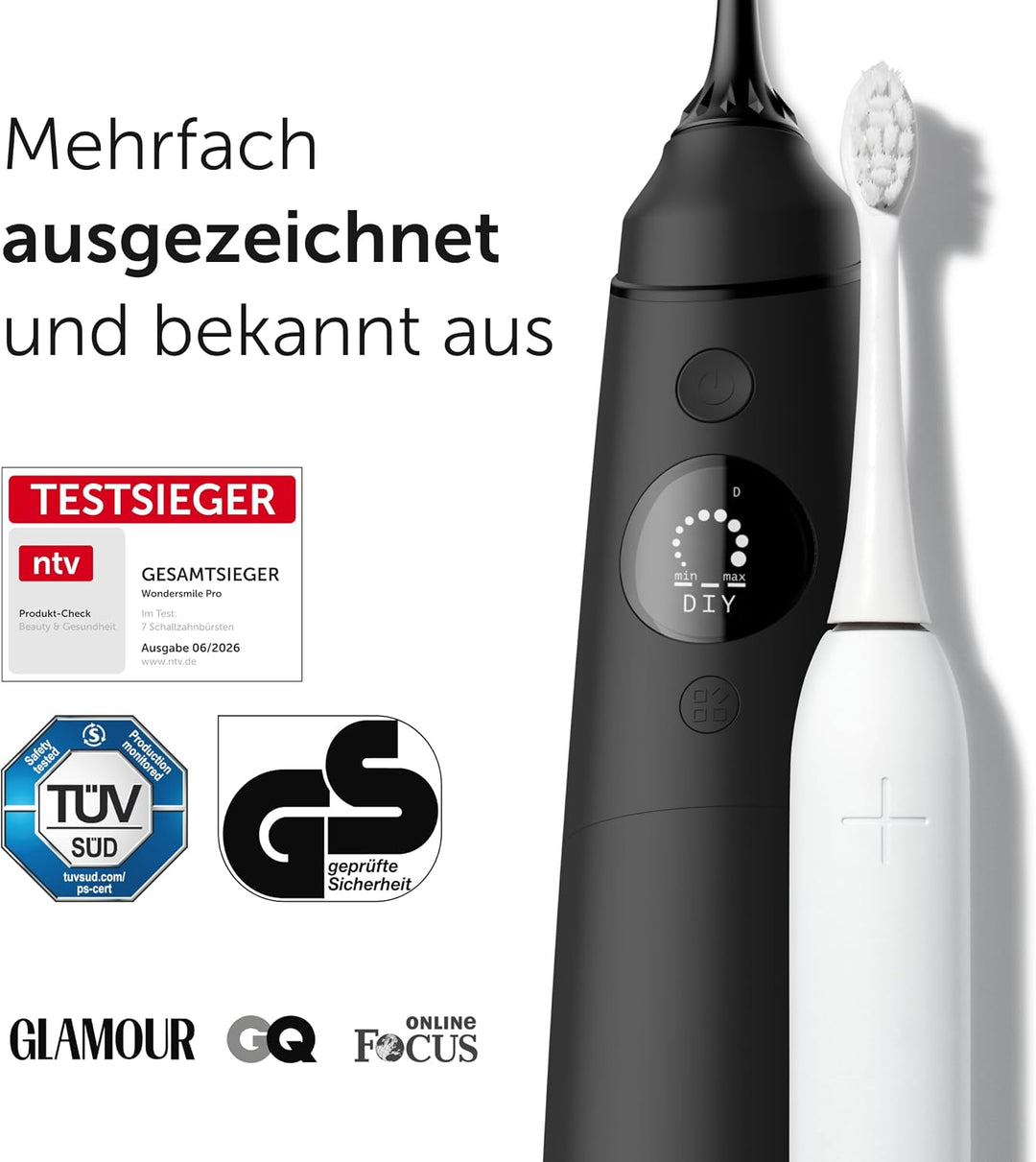 Wondersmile Munddusche PRO - Testsieger 2024 - SmoothFlow-Technologie für optimale Zahn- &amp; Zahnfleis