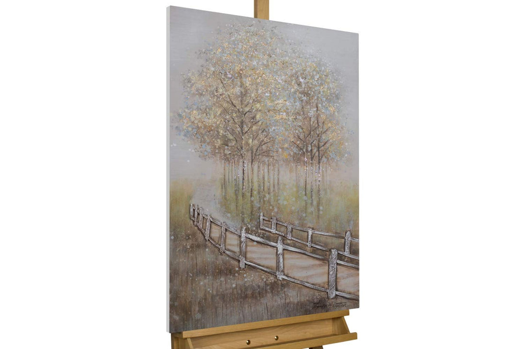 KunstLoft Leinwandbild | 100% HANDGEMALT | 60x90cm | Gemälde 'Secret Path' | Landschaften | Braun |