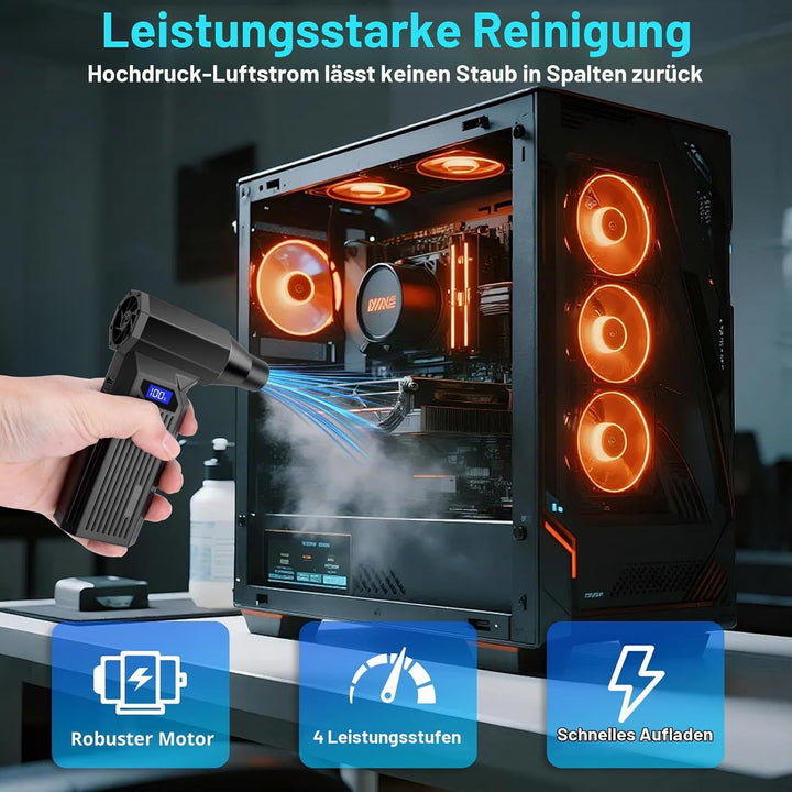 Elektrisches Air Duster- Viafexna 120000RPM Ultra-Starkes Staubgebläse Ohne Kabel, Druckluft, 4-Gang