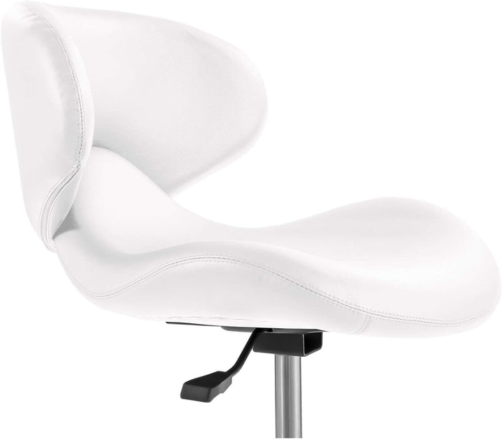 Physa Andria White Rollhocker mit Lehne Arbeitshocker mit Rollen höhenverstellbar Sitzhocker mit Rüc