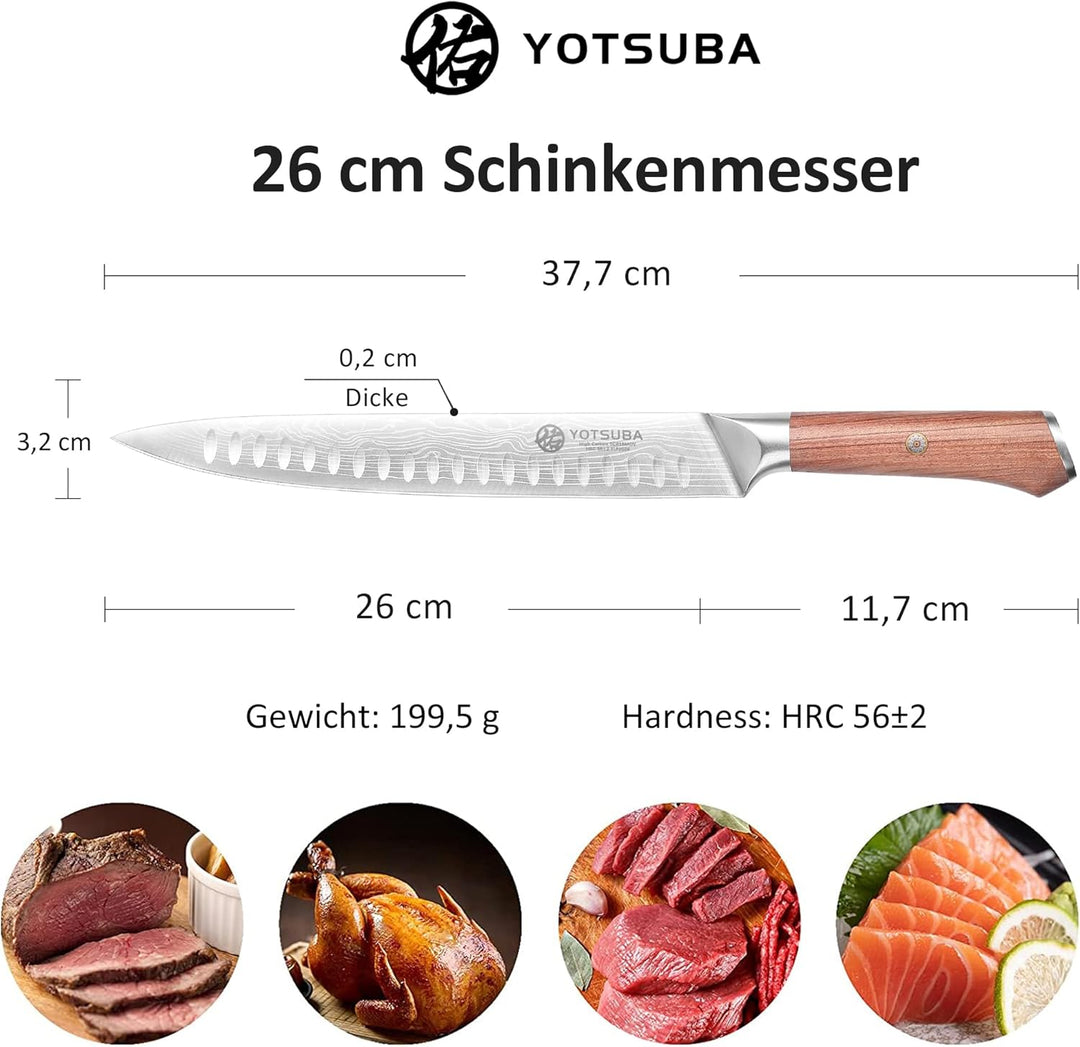 YOTSUBA Fleischmesser Kochmesser, 26cm scharf Tranchiermesser, Metzgermesser profi Messer Küchenmess