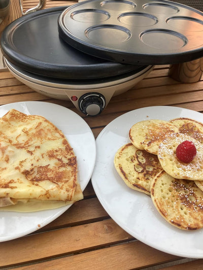 LITTLE BALANCE 8694 Crêpe-Pfanne Duo 1000 Muskatnuss, elektrische Crêpe und Pfannkuchen, 2 herausneh