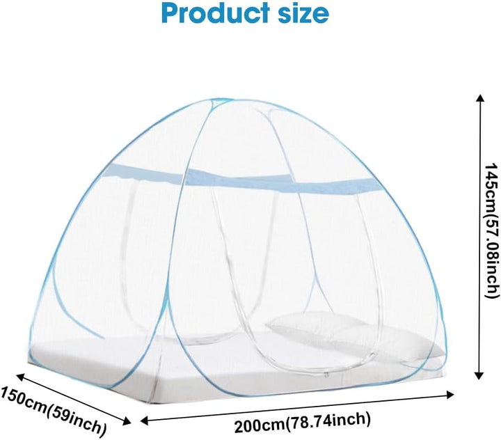 mizikuu Moskitonetz Bett, Pop up Doppeltür Moskitozelt 150 * 200cm Tragbare Faltbares Bett-Moskitone