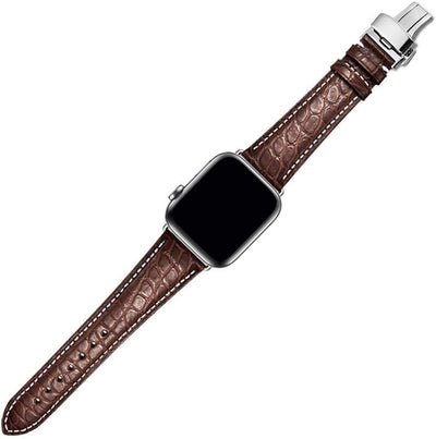 MUENShop Krokodilleder Armband Kompatibel mit Apple Watch 42mm/44mm Original Alligator Leder Ersatzb