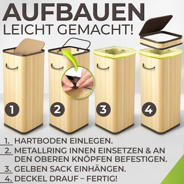 Gelber Sack Behälter schön und besonders stabil - Mülleimer Gelber Sack für extra schnellen Wechsel