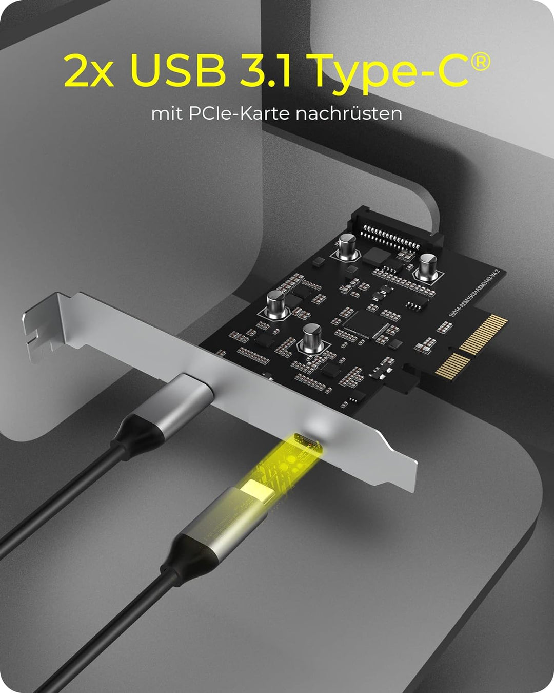 ICY BOX PCIe Kontrollerkarte, 2 x USB-C 3.1 Gen 2 (bis zu 10 Gbps) Anschlüsse, Silber IB-PCI1902-C31