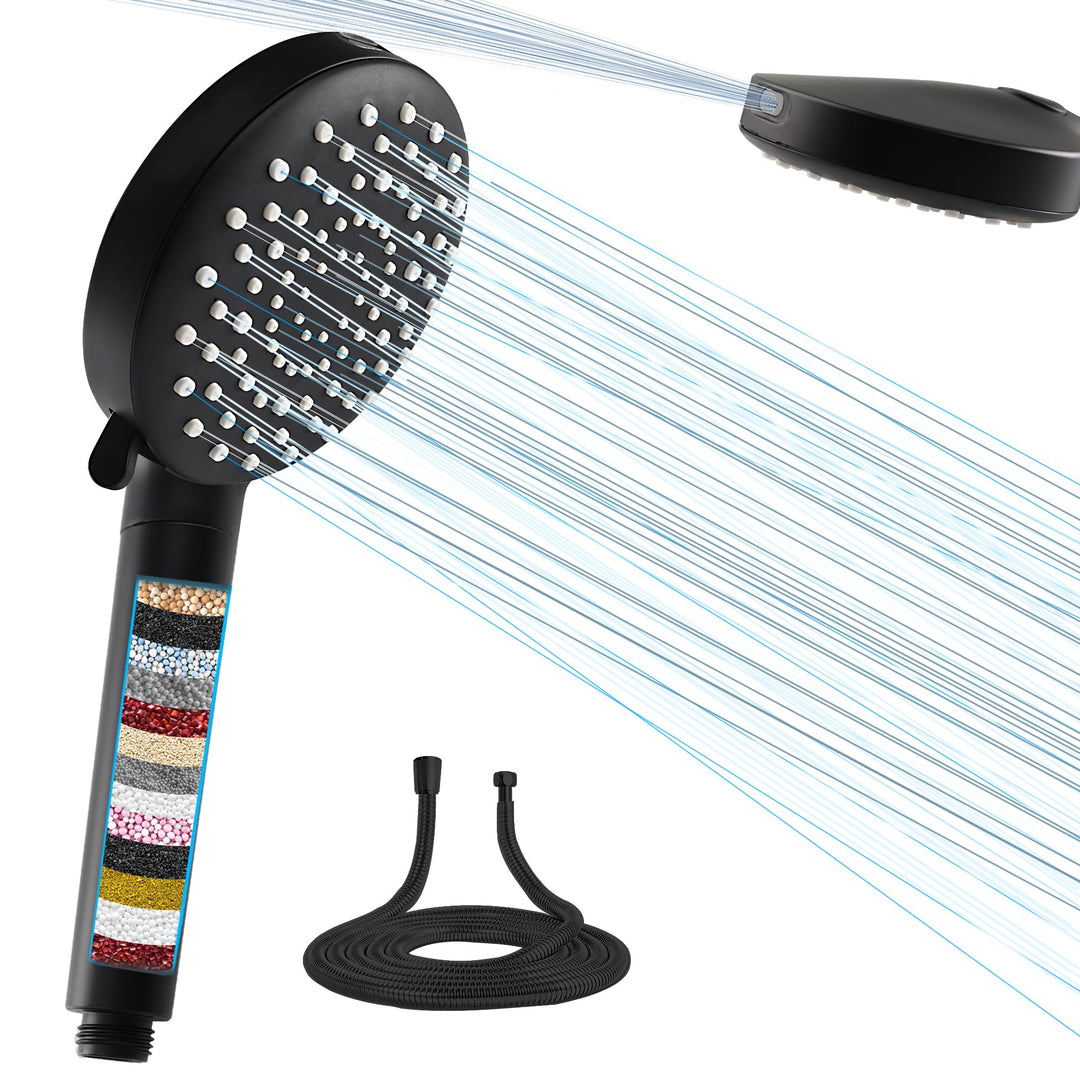 SANYCASA Duschkopf mit Filter 7 Jet Duschkopf mit Schlauch Duschbrause Shower Head Wassersparend Sch