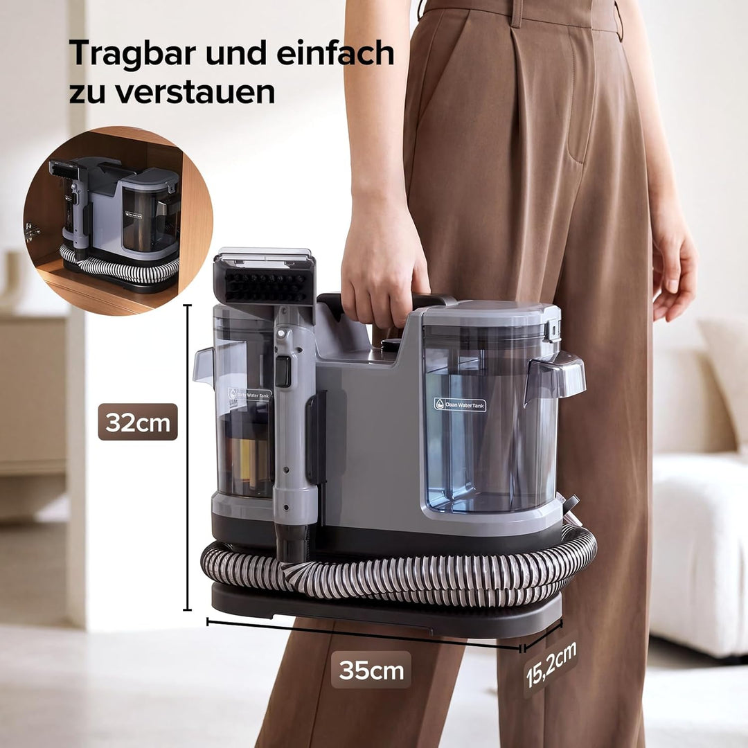 Lubluelu Upgrade Nasssauger Polsterreiniger Gerät mit 600 W – 22 kPa Teppichreiniger Waschsauger, tr