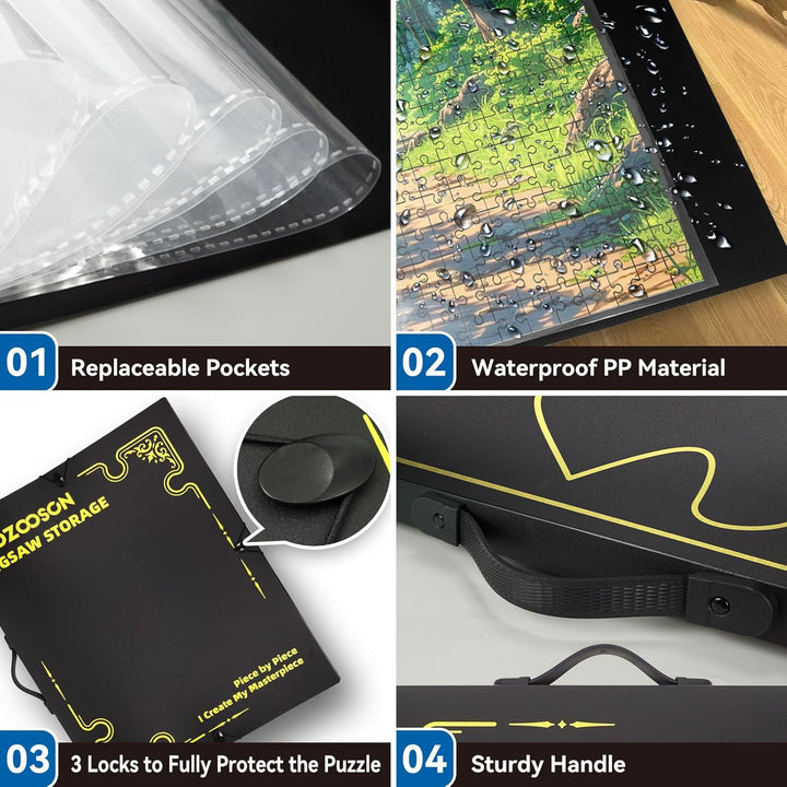 MOZOOSON Puzzle Aufbewahrungsmappe, Puzzlemappe 500 Teile, Puzzle Organizer mit 25 Taschen, Staubdic