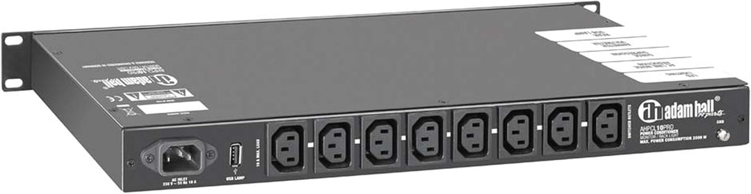 Adam Hall 19" Parts PCL 10 PRO - Power Conditioner mit Volt- und Amperemeter, Display und Rack-Beleu