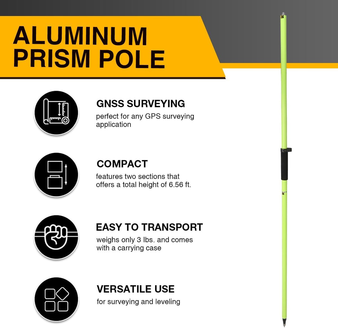 Aluminium-GPS-Stange, 2 m Vermessungsprismenstange, 2 Abschnitte, GPS-Rover-Stange, Prismenstange fü