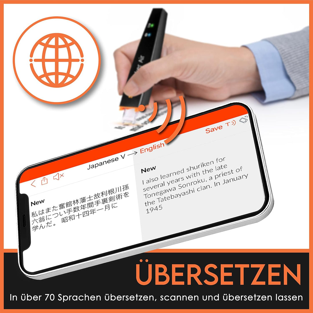 Scanmarker Air - Bluetooth-Scannerstift inkl. OCR, Textübersetzung und Sprachwiedergabe (Schwarz, Sc