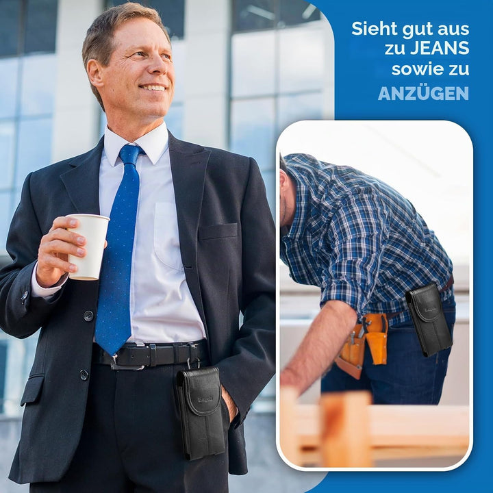 Hengwin Echtes Leder Handy Holster, Gürteltasche mit Gürtelclip für iPhone 14 Plus, 14 Pro Max, 13 P