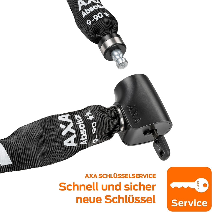 AXA Absolute 9-90 Kettenschloss – Länge 90 cm – Sicherheitsstufe 14 – Stahlglieder 9 mm – Hohe Siche