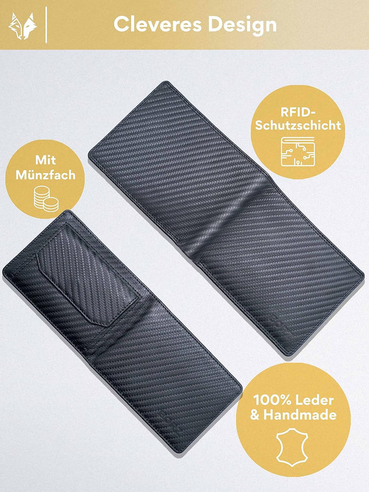 Maximus Limited (2 in 1) Wallet Leder Geldbörse Herren mit Münzfach I Kreditkartenetui bis zu 15 Kar
