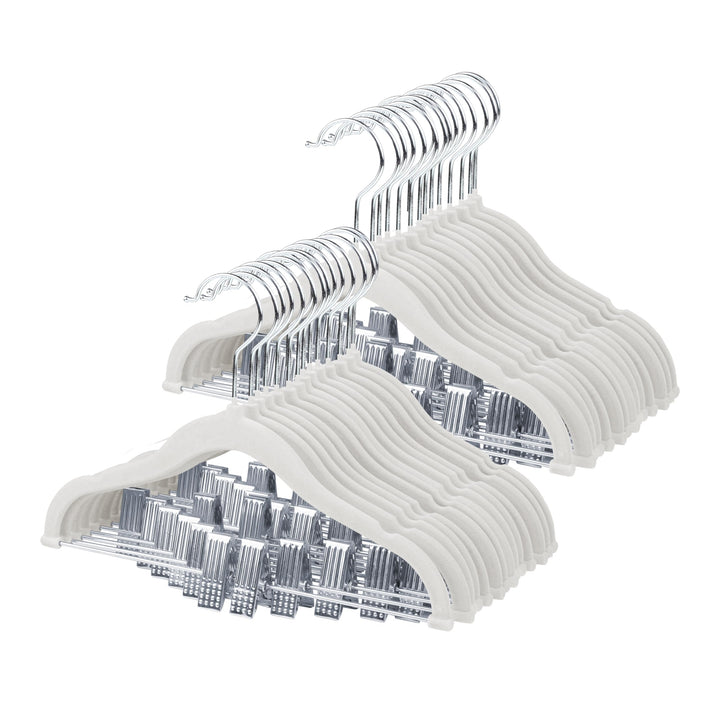 ManGotree Kinder-Rockbügel, 28 Pack Baby-Samtbügel mit beweglichen Clips, rutschfeste Hosenbügel, 30
