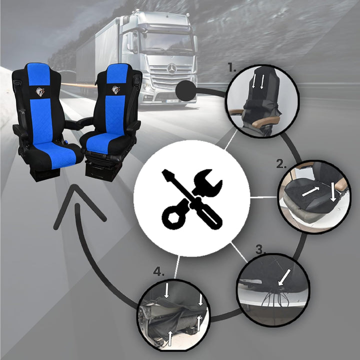 SABA Auto Sitzbezüge LKW für Mercedes ACTROS MP4, AROX ab 2011, MP5 ab 2019, ungefederter Beifahrers