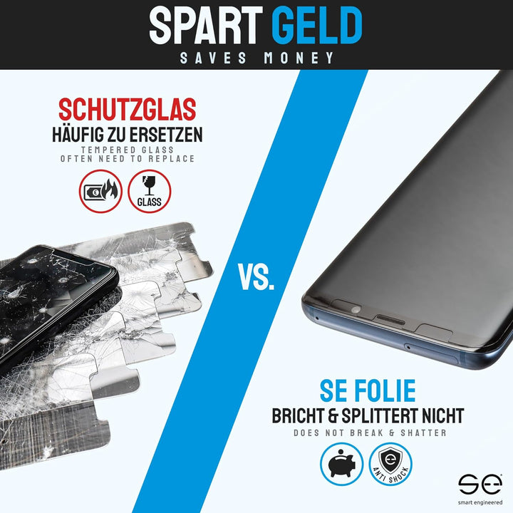 2x se® 3D SCHUTZFOLIE Transparent für Samsung Galaxy S21 Plus,Selbstheilend, 100% Fingerabdruck & Fa