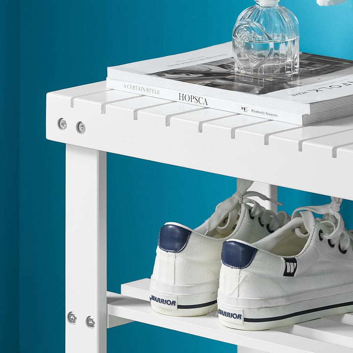 SoBuy Schuhregal Sitzbank Schuhbank mit 2 Jahren Garantie Breit 50cm weiss aus Bambus FSR02-K-W